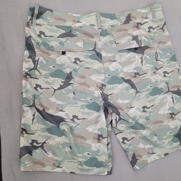 AFTCO‎ Camo Cargo Fishing Sz 42 Water Repellent Short Boat Outdoor Lightweight - Picture 10 of 13